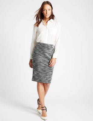 Textured Tweed Pencil Skirt